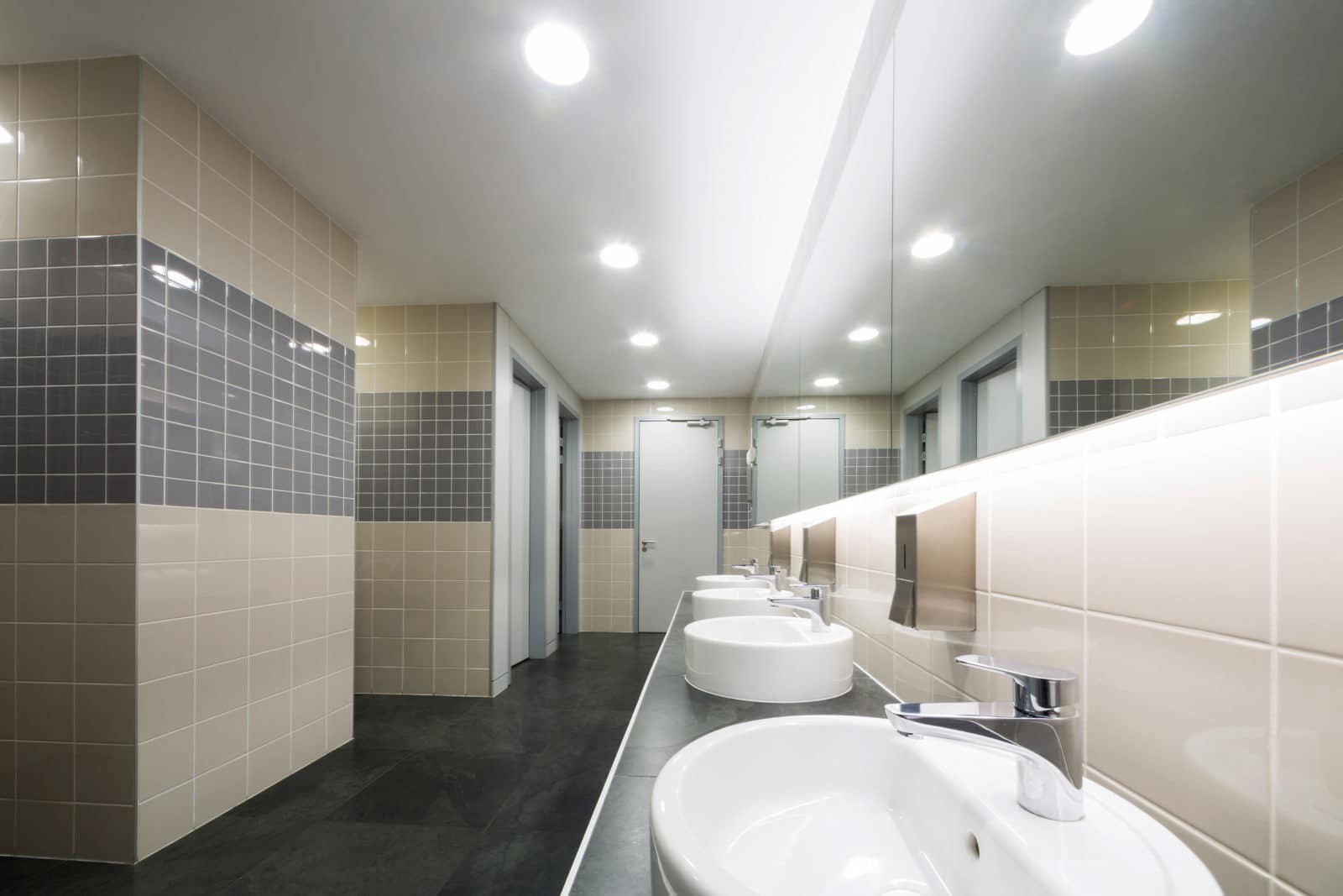 Modern clean toilet decorated with tiles